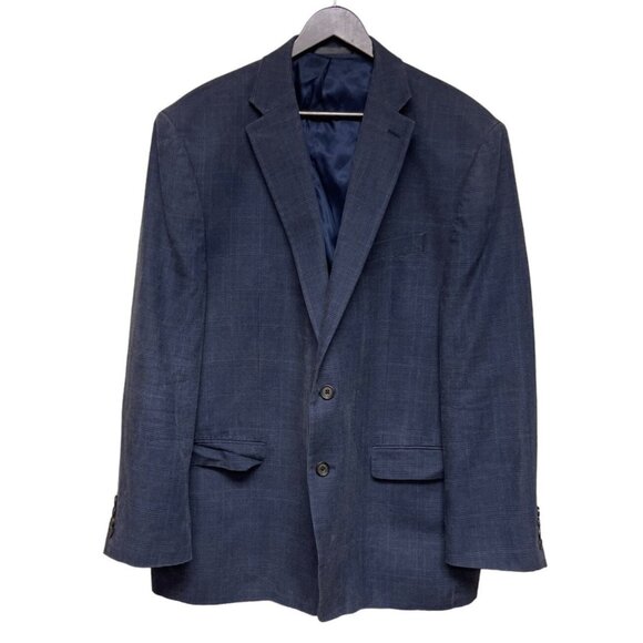 Ralph Lauren Men's Blazer Silk Wool Blue Window Pane Check Sport Coat  Size 48R - Picture 1 of 8